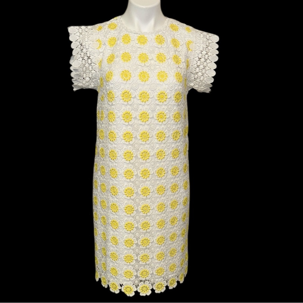 J. Crew Floral Lace Dress with Yellow Accents